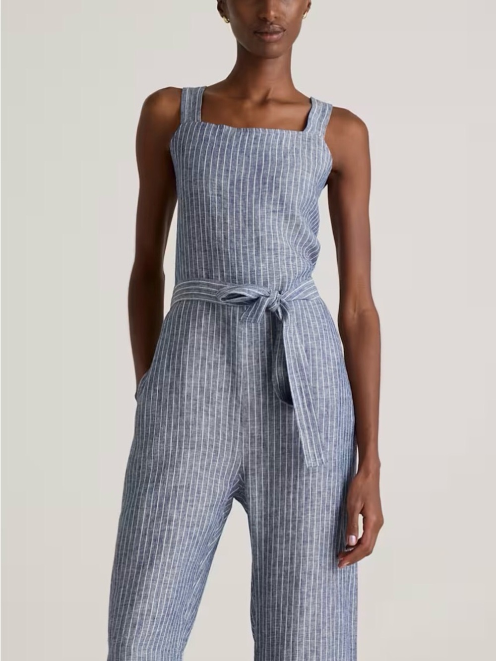 Quince 100% European Linen Square Neck Jumpsuit Size S